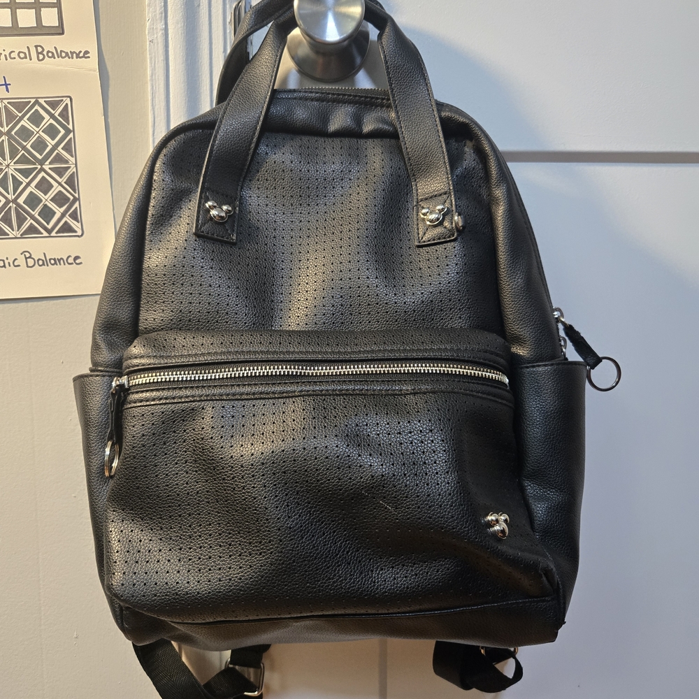 Black Leather Women's Backpack